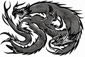 a fine line western style dragon with flowers tattoo idea