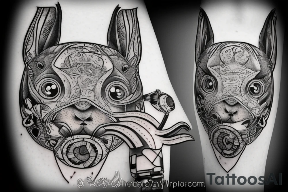 Rabbit with watches tattoo idea