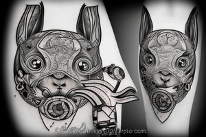 Rabbit with watches tattoo idea