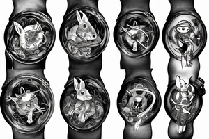 Rabbit with watches tattoo idea