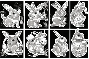 Rabbit drink tea tattoo idea