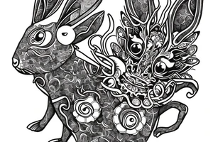 Rabbit drink tea tattoo idea
