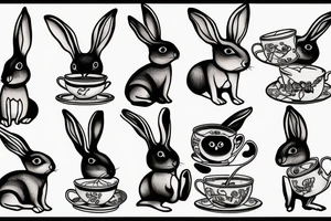 Rabbit drink tea tattoo idea