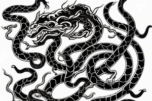 A sword whit an snake and sun and demon wing tattoo idea