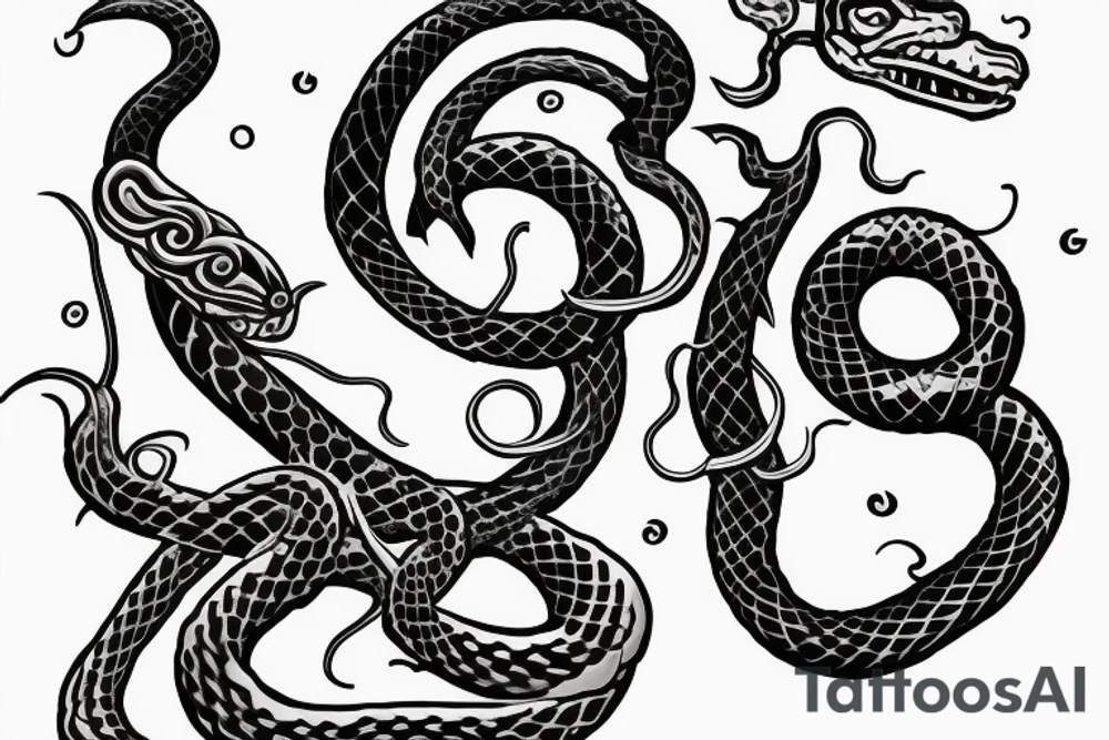 Sword with snake around it and demon wing on back tattoo idea