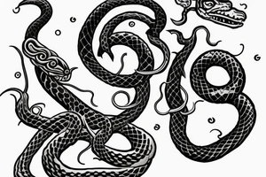 Sword with snake around it and demon wing on back tattoo idea