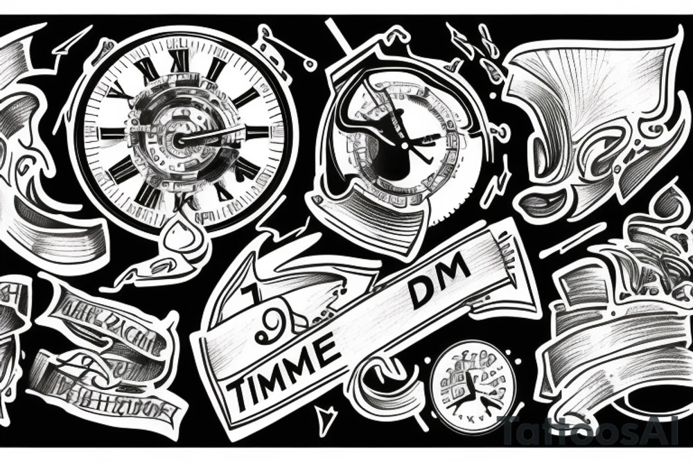 Arm sleeve of time, logic, Holden ration and DNA tattoo idea