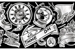 Arm sleeve of time, logic, Holden ration and DNA tattoo idea