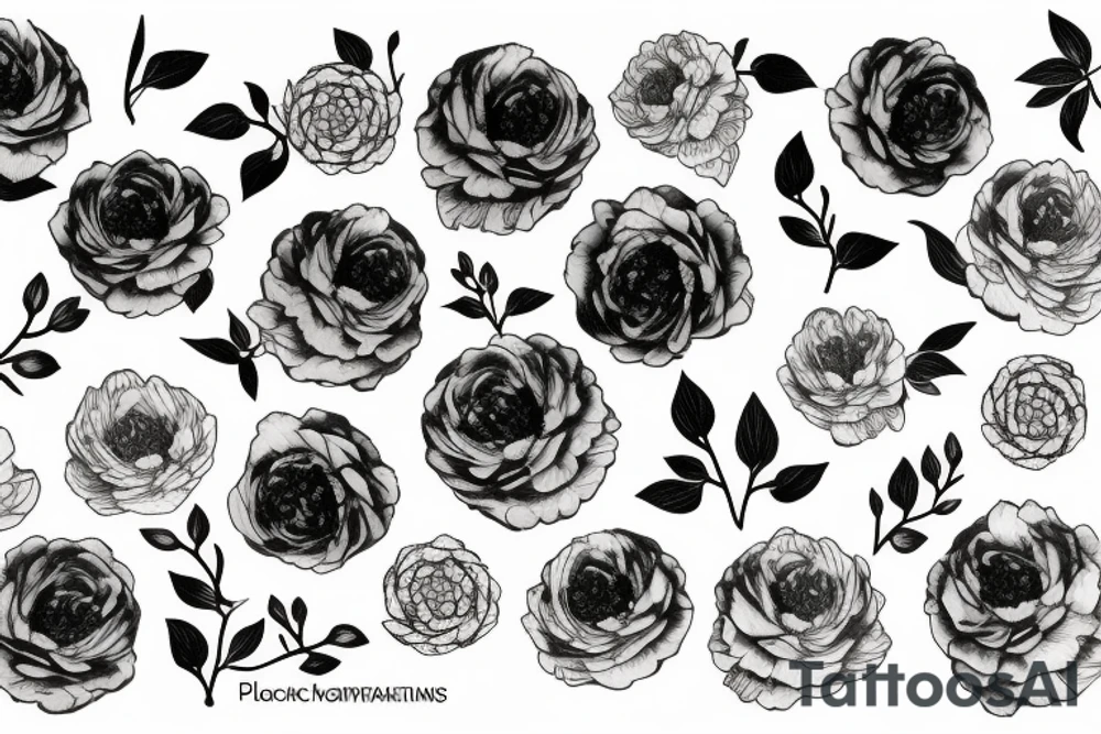 peonies and florals tattoo idea