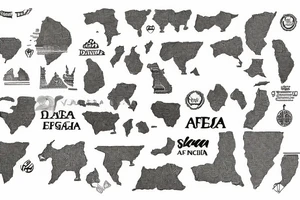 Pangaea map of south Africa, china, Ethiopia, dubai tattoo idea