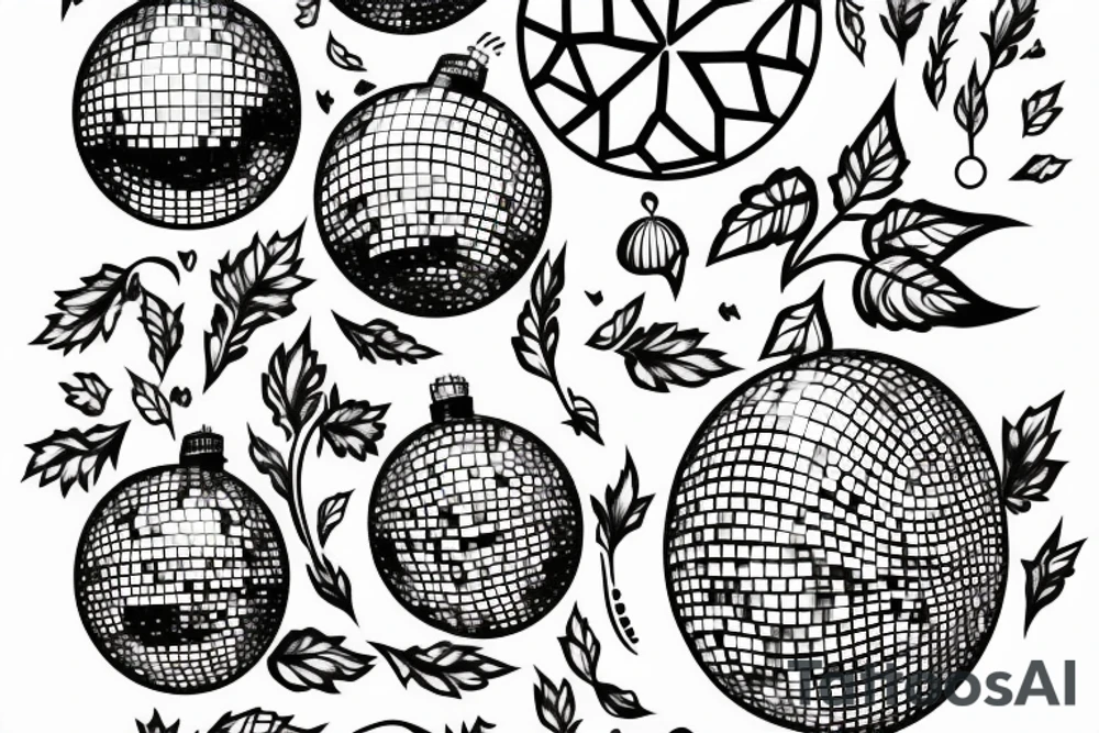 Disco ball with ivy coming out of it tattoo idea