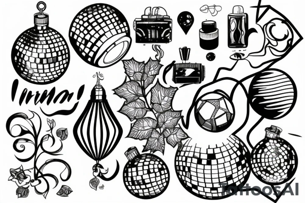 Disco ball with ivy coming out of it tattoo idea