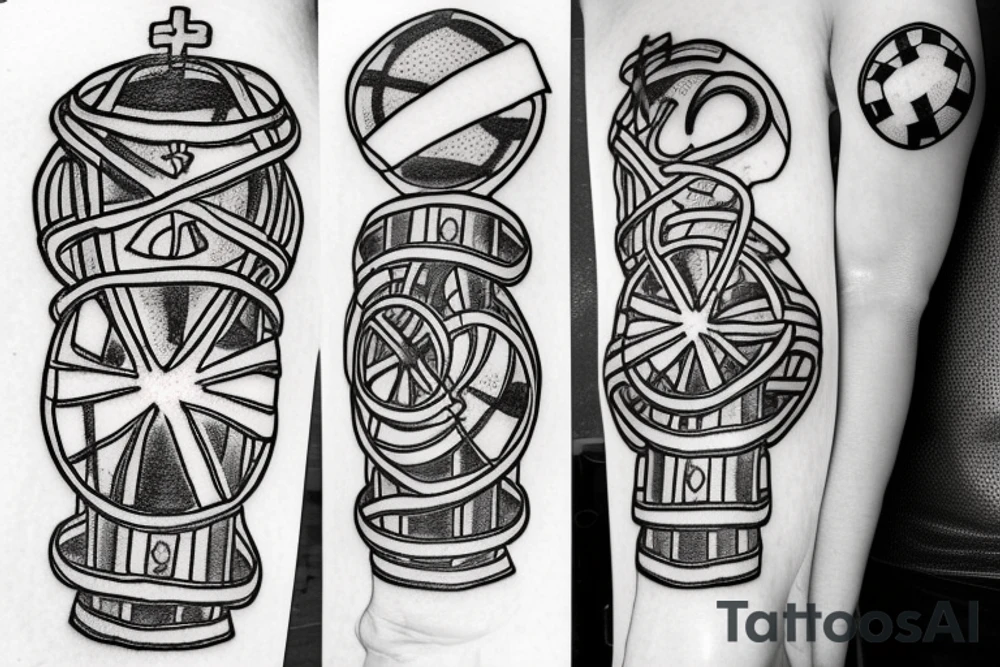 Include a cross, a lighthouse, a bicycle, an ambulance, a soccer ball, a shamrock and a music note tattoo idea