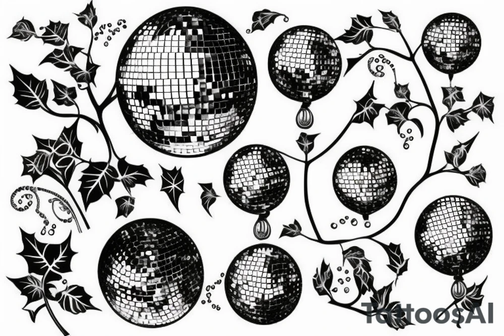 Disco ball with ivy coming out of it tattoo idea