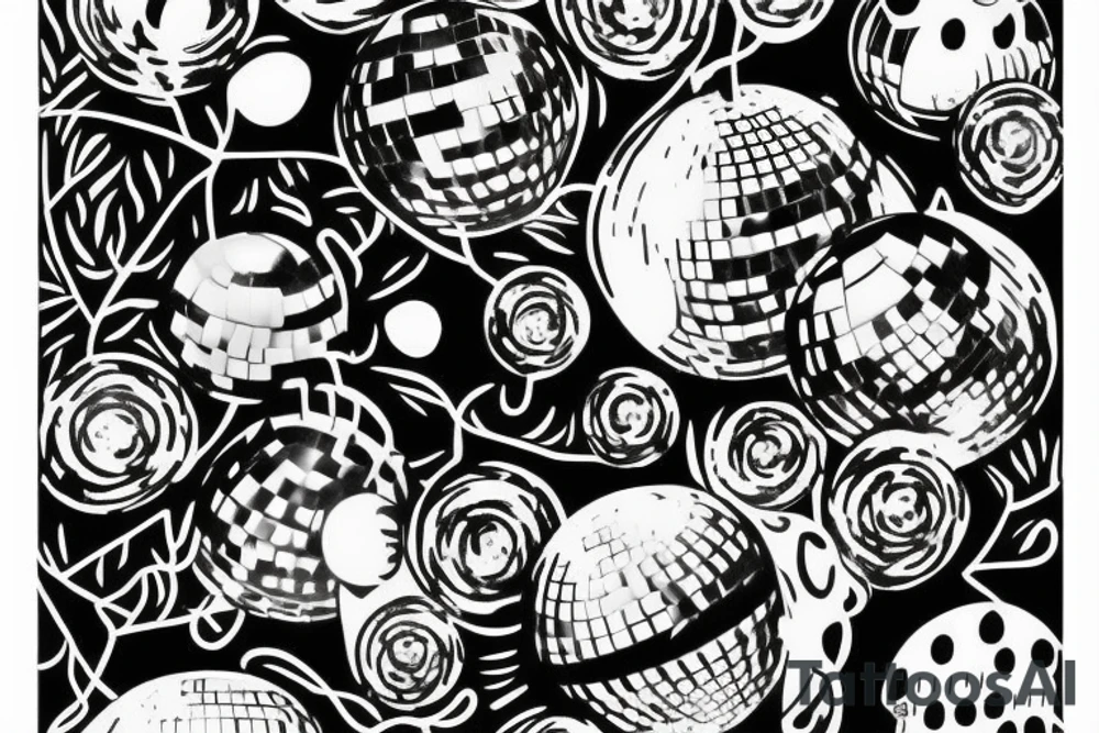 Disco ball with ivy coming out of it tattoo idea