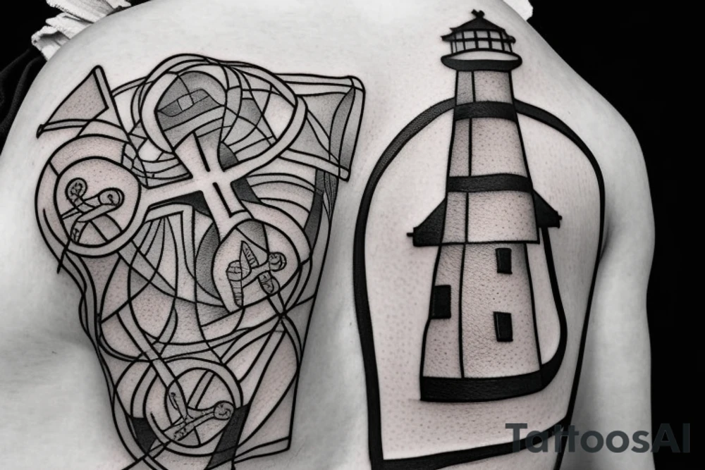 Include a cross, a lighthouse, a bicycle, an ambulance, a soccer ball, a shamrock and a music note, a book, a crossword and a butterfly tattoo idea