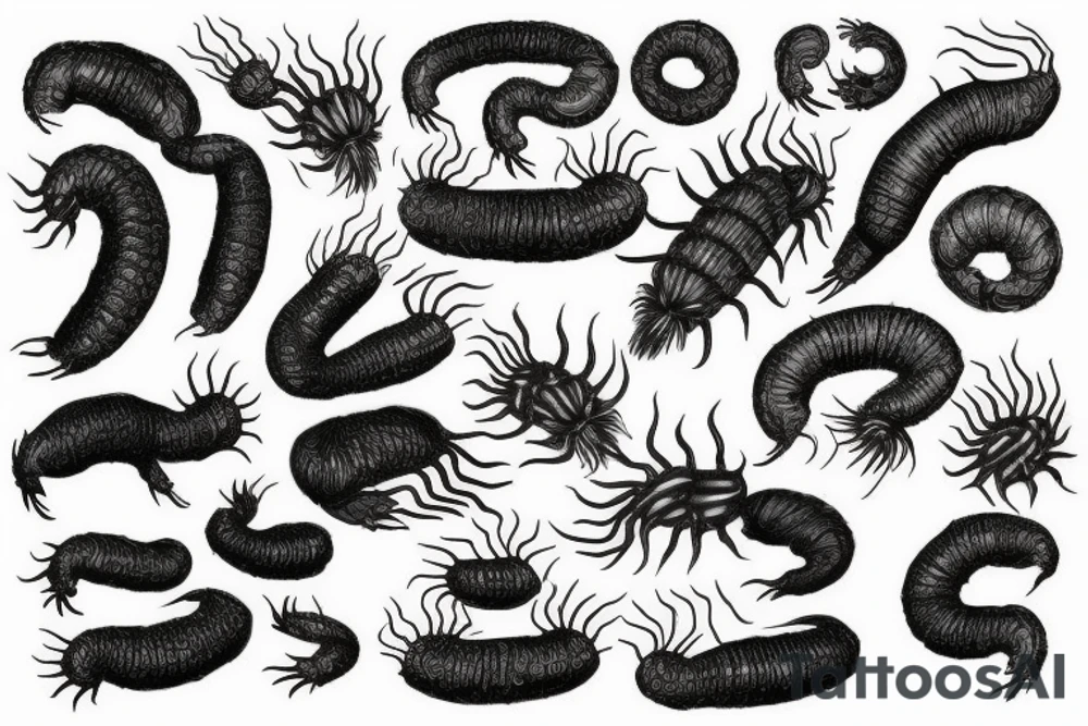 many centipedes tattoo idea