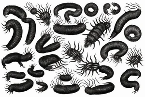 many centipedes tattoo idea