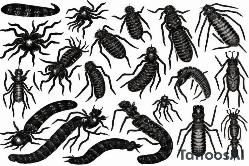 many centipedes tattoo idea
