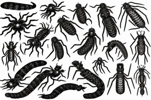 many centipedes tattoo idea