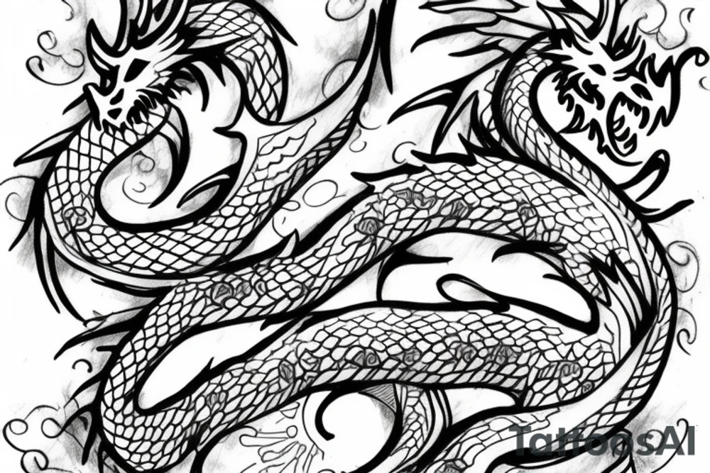 dragon with flowers tattoo idea