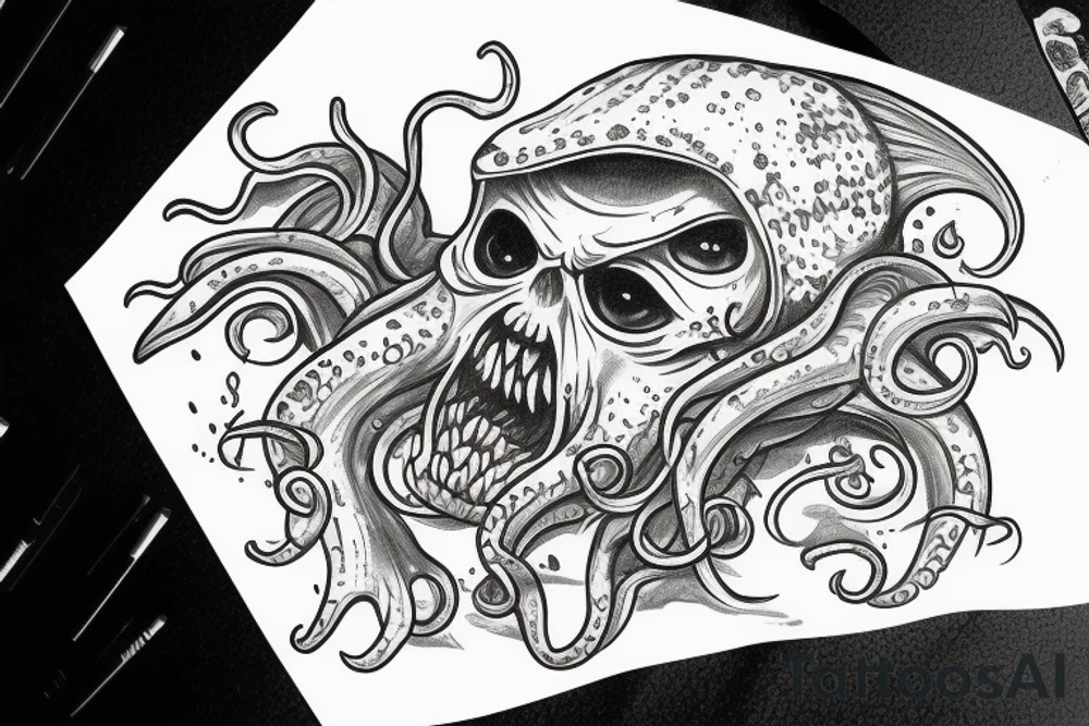 summer sun ocean cthulhu tattoo idea