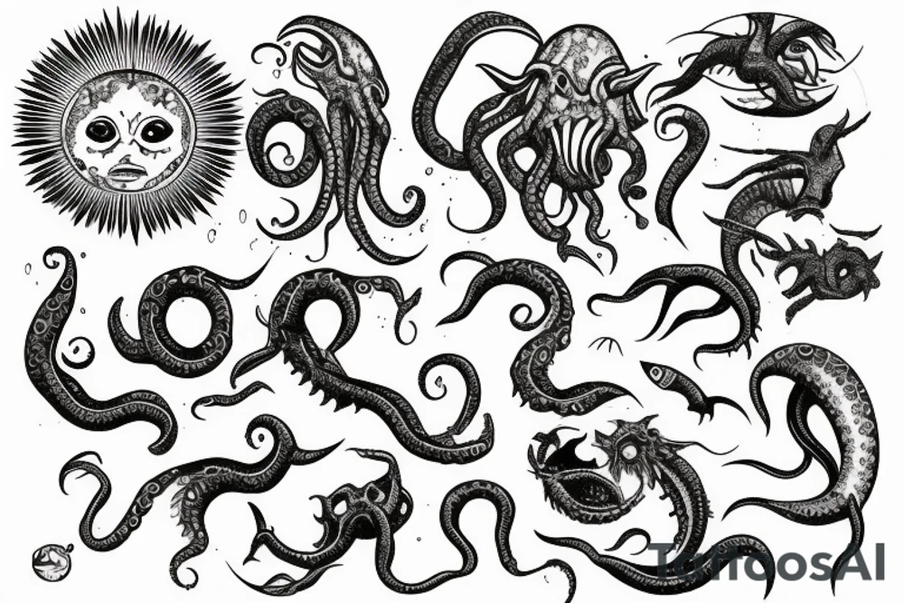 summer sun ocean cthulhu tattoo idea