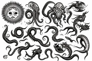 summer sun ocean cthulhu tattoo idea