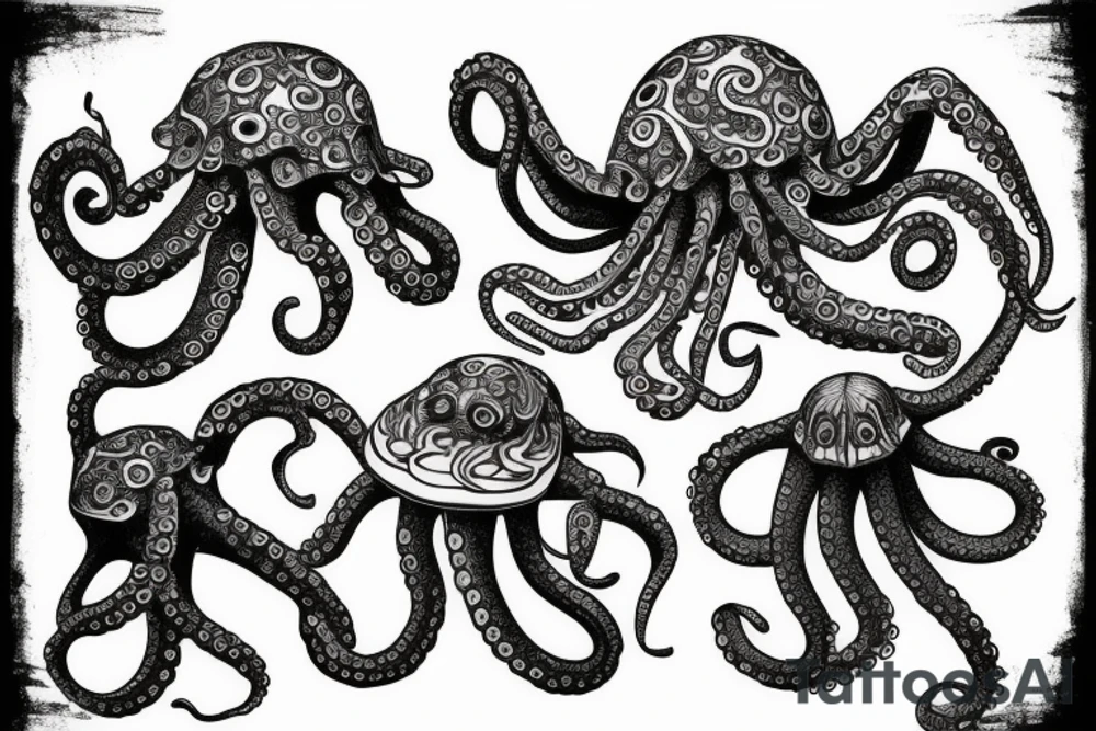 summer sun ocean octopus tattoo idea