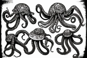summer sun ocean octopus tattoo idea
