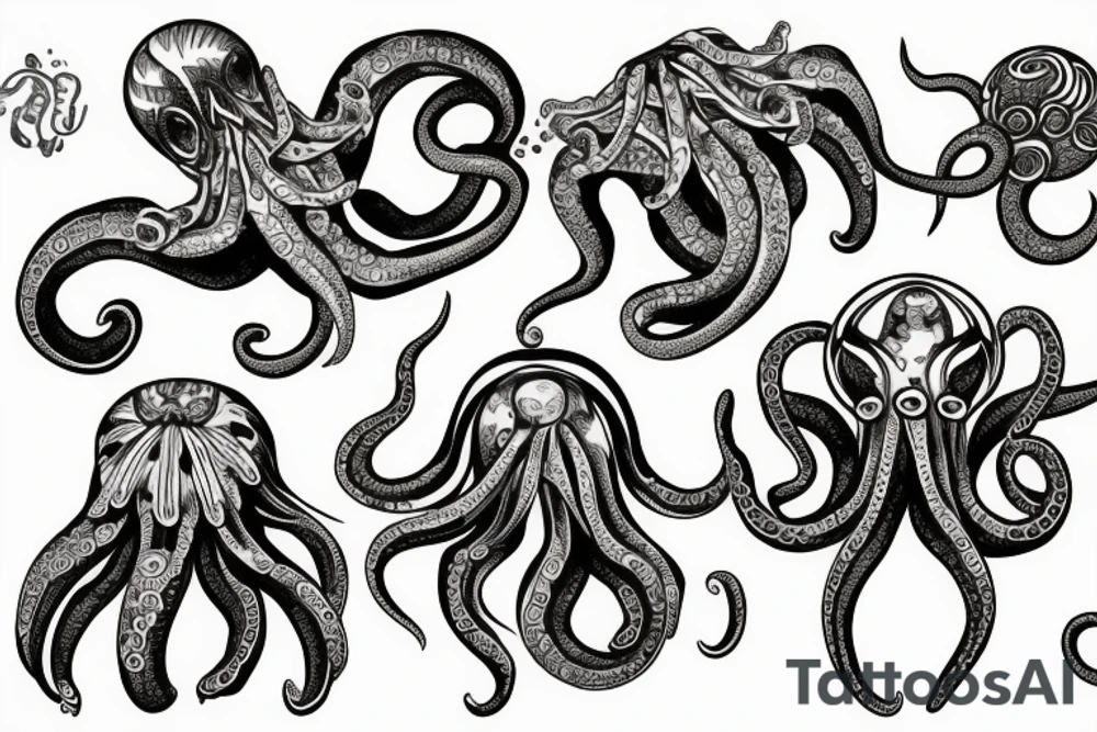 summer sun ocean octopus tattoo idea