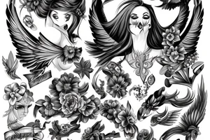 sensual female angel arms lifted up in the air tattoo idea