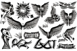 sensual female angel arms lifted up in the air tattoo idea
