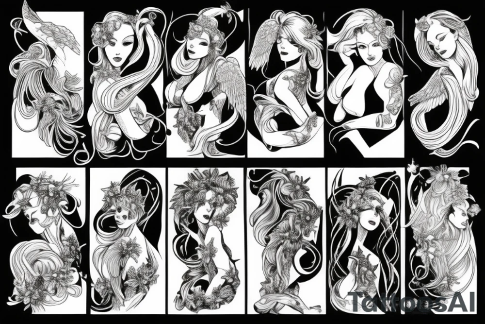 sensual female angel arms lifted up in the air tattoo idea