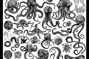 Sunrise over an ocean with an octopus tattoo idea