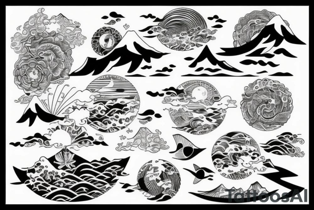 Sunrise over an ocean tattoo idea