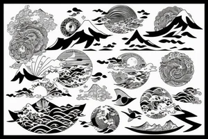 Sunrise over an ocean tattoo idea