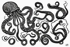 Sunrise over an ocean with an octopus tentacles tattoo idea