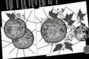 Disco ball with ivy growing put of it tattoo idea