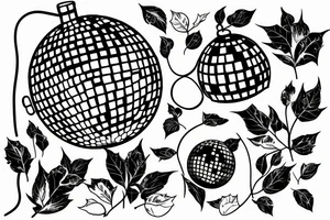 Disco ball with ivy growing put of it tattoo idea