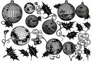 Disco ball with ivy growing put of it tattoo idea