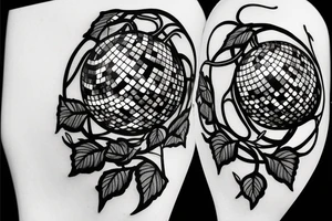 Disco ball with ivy growing put of it tattoo idea