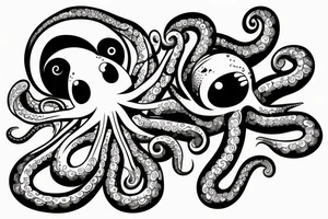 happy sunrise with octopus rising out of an ocean tattoo idea
