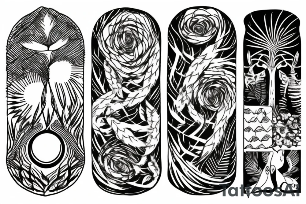 Nature based on 4 sections for dates tattoo idea