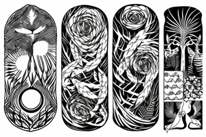 Nature based on 4 sections for dates tattoo idea