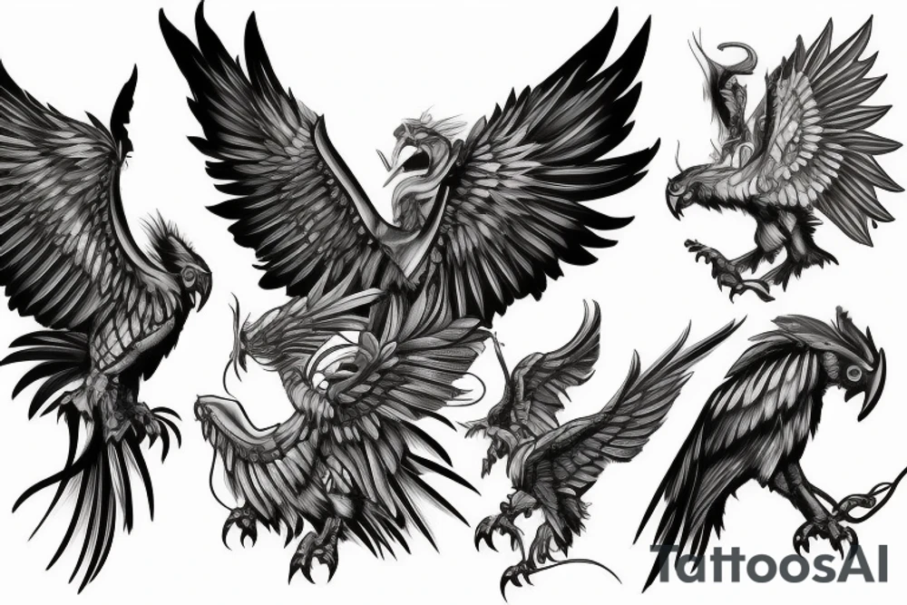 A gryphon with battle armour tattoo idea