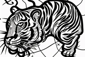 modernised sak yant tiger tattoo idea