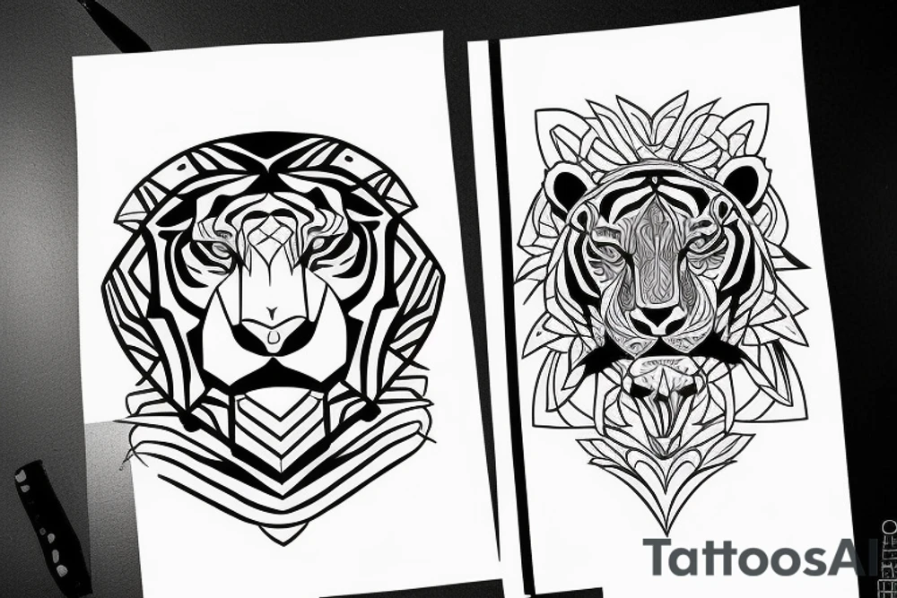 sak yant tiger full body blackwork tattoo idea