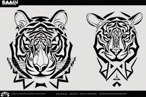 sak yant tiger full body blackwork tattoo idea