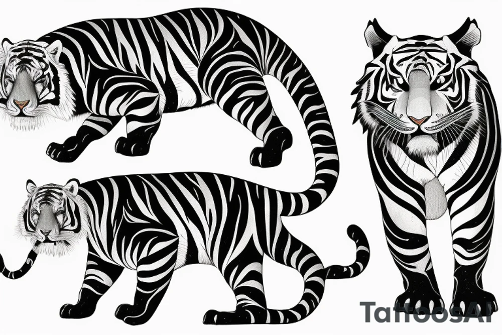 sak yant tiger full body blackwork tattoo idea